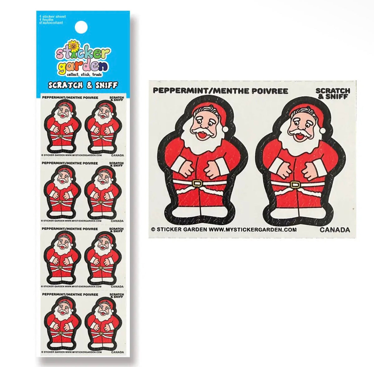 Santa Peppermint Scent Scratch and Sniff Sticker Sheet