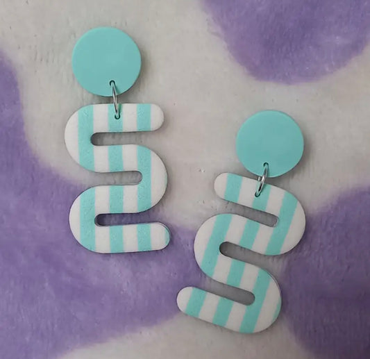 Polymer Clay Wiggle Stripe Statement Earrings
