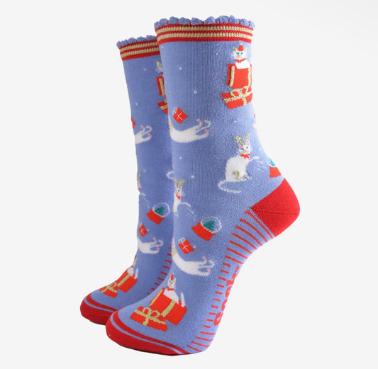 Naughty Cats Christmas Bamboo Socks