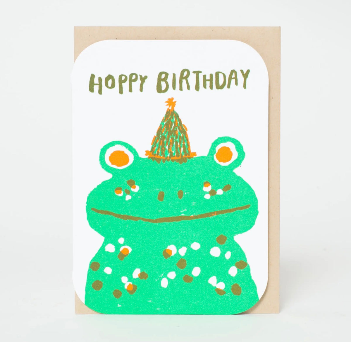 Hoppy Birthday Frog Letterpress Greeting Card