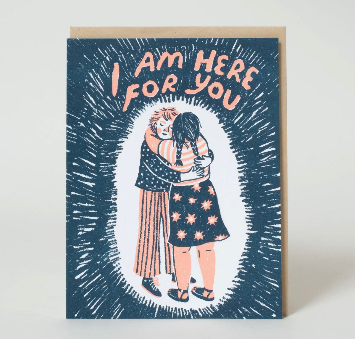 Here For You Hug Letterpress Greeting Card
