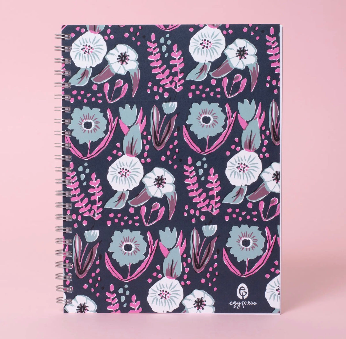 Blue & Purple Floral Pattern 6x8" Spiral Notebook Blank