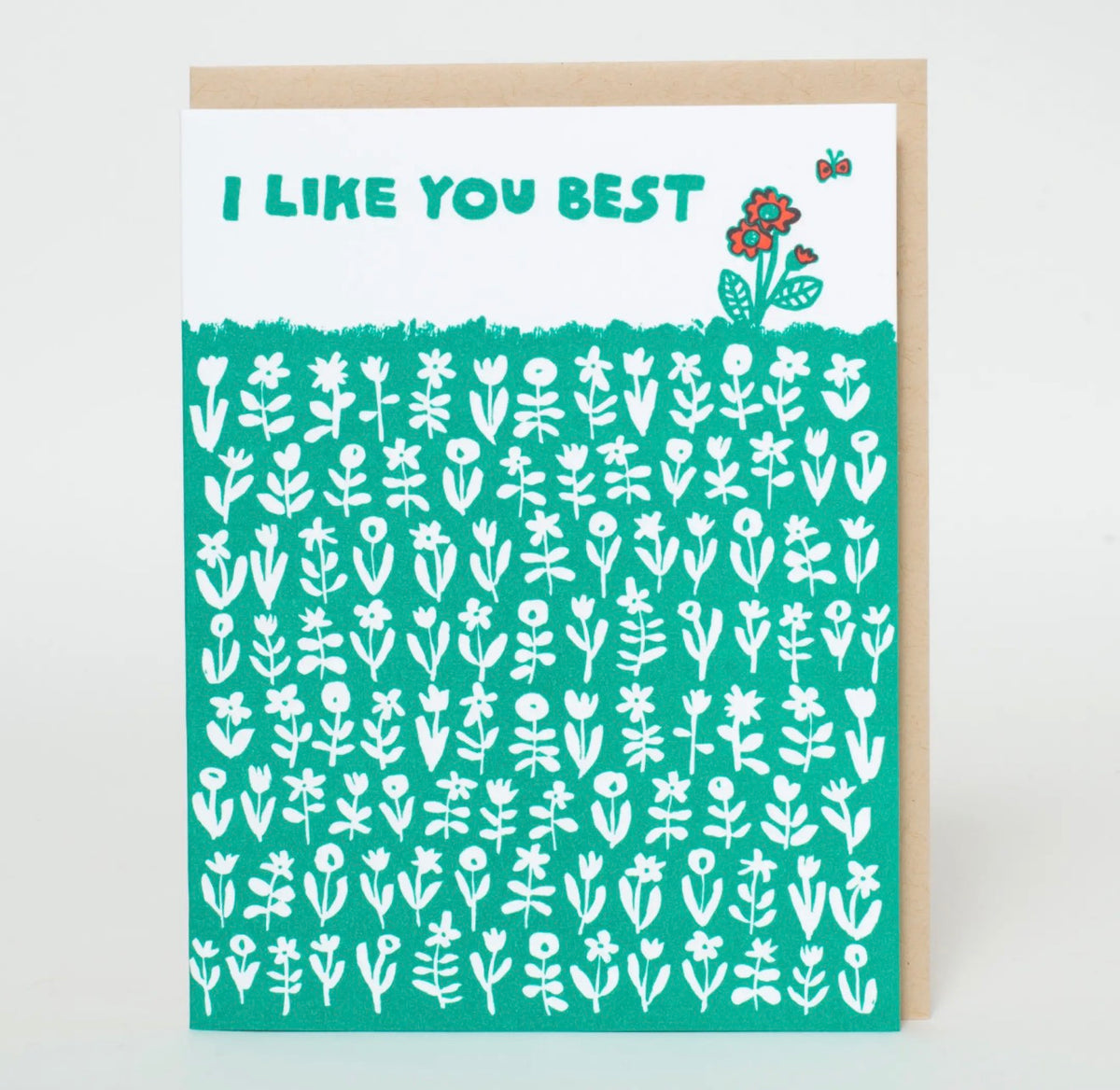Like You Best Meadow Letterpress Greeting Card