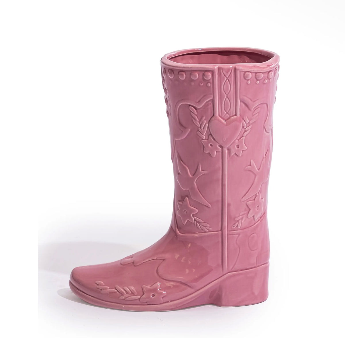 Pink Cowboy Boot Ceramic Vase