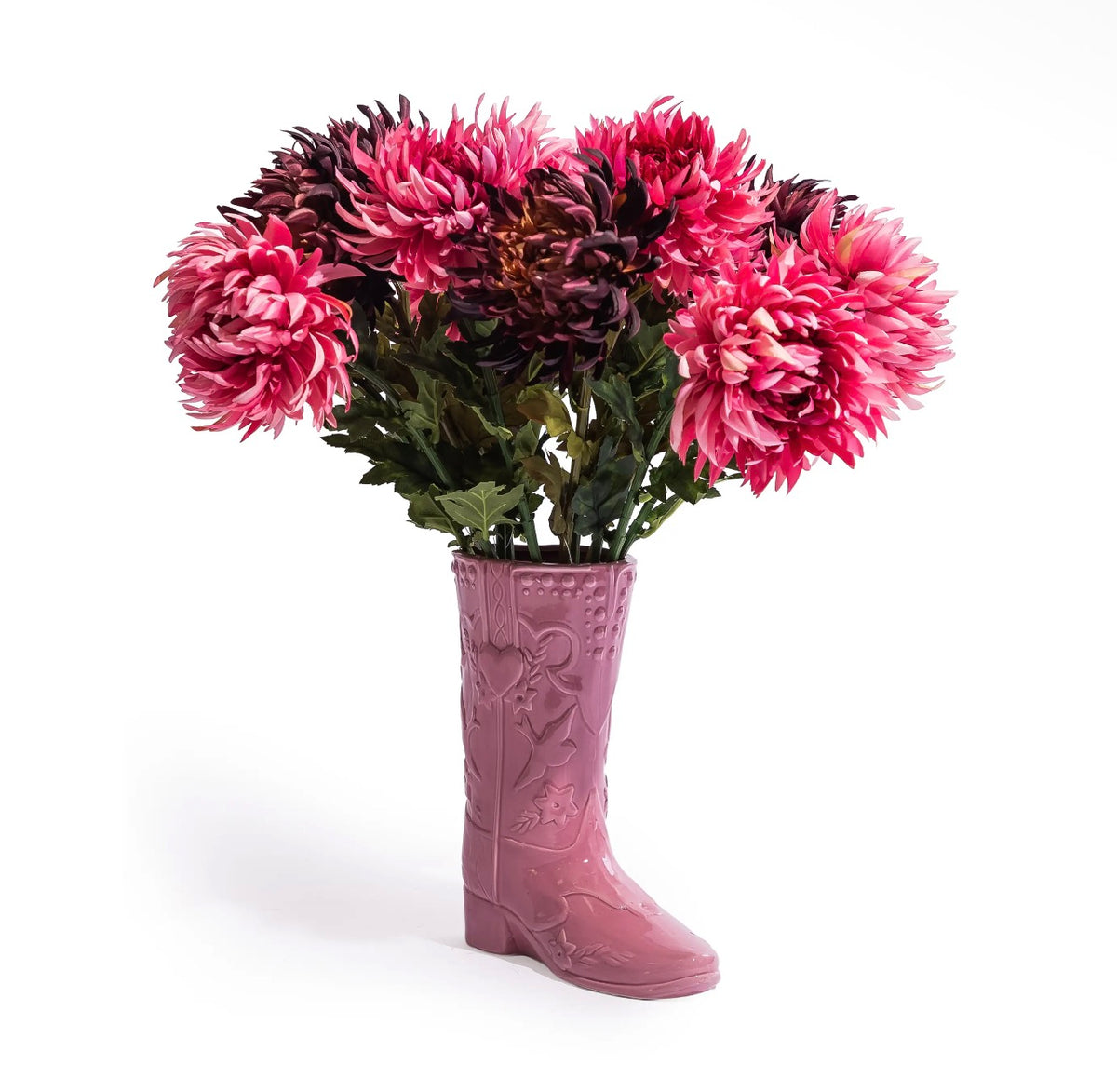 Pink Cowboy Boot Ceramic Vase