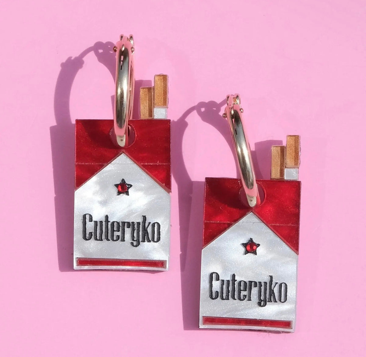 Cigarette Pack Hoop Earrings
