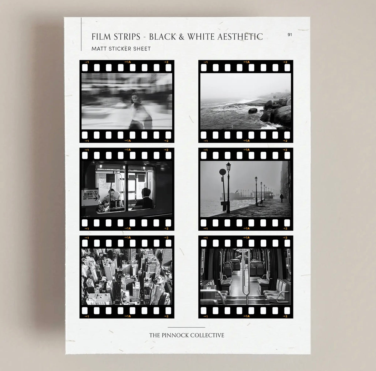 Black and White Film Frame Aesthetic Sticker Sheet