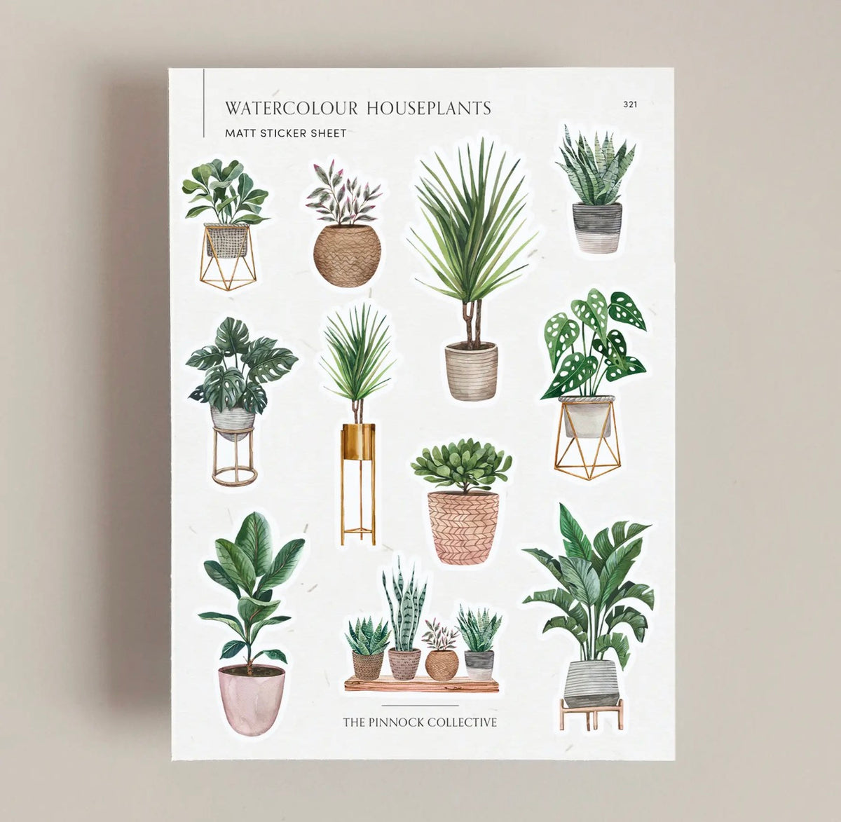 Watercolour Houseplants Sticker Sheet