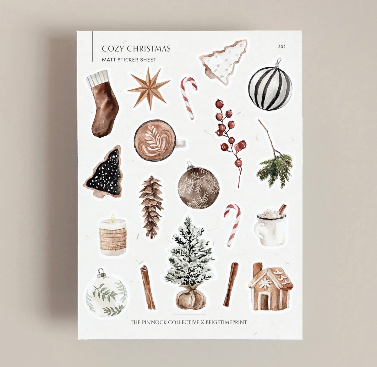 Cozy Rustic Christmas Themed Sticker Sheet