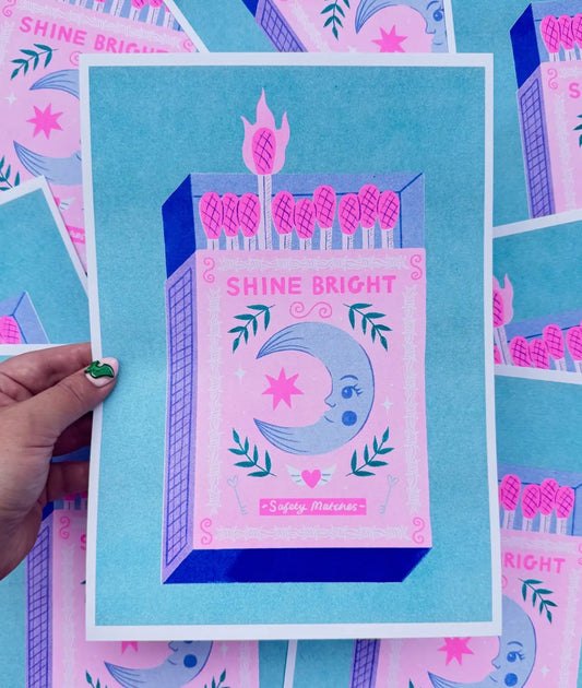 Shine Bright Matchbox A4 Risograph Print