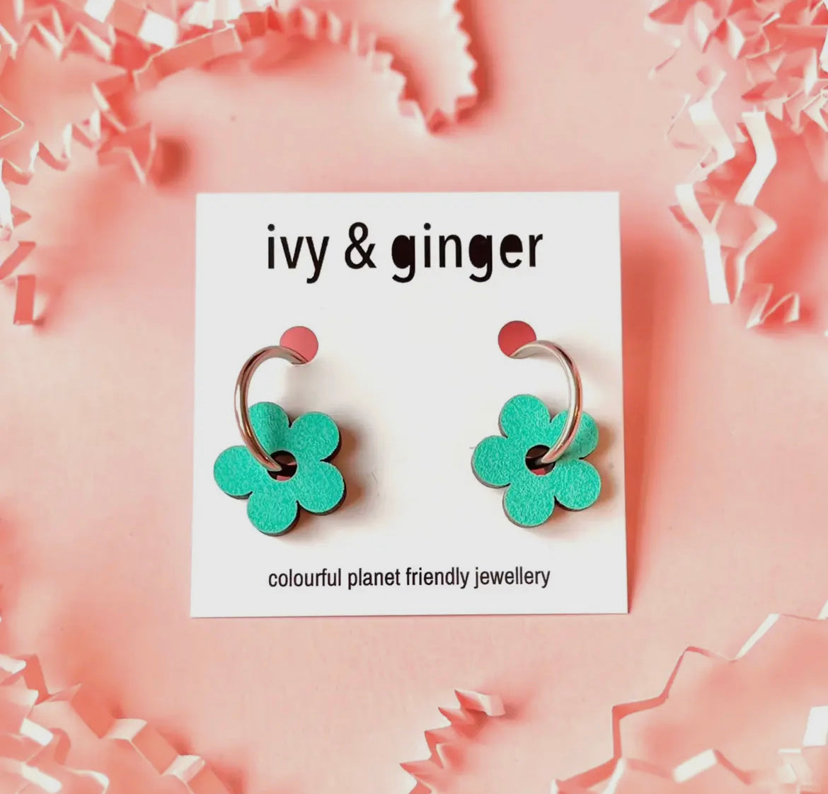 Hand Painted Wooden Flower Hoop Earrings