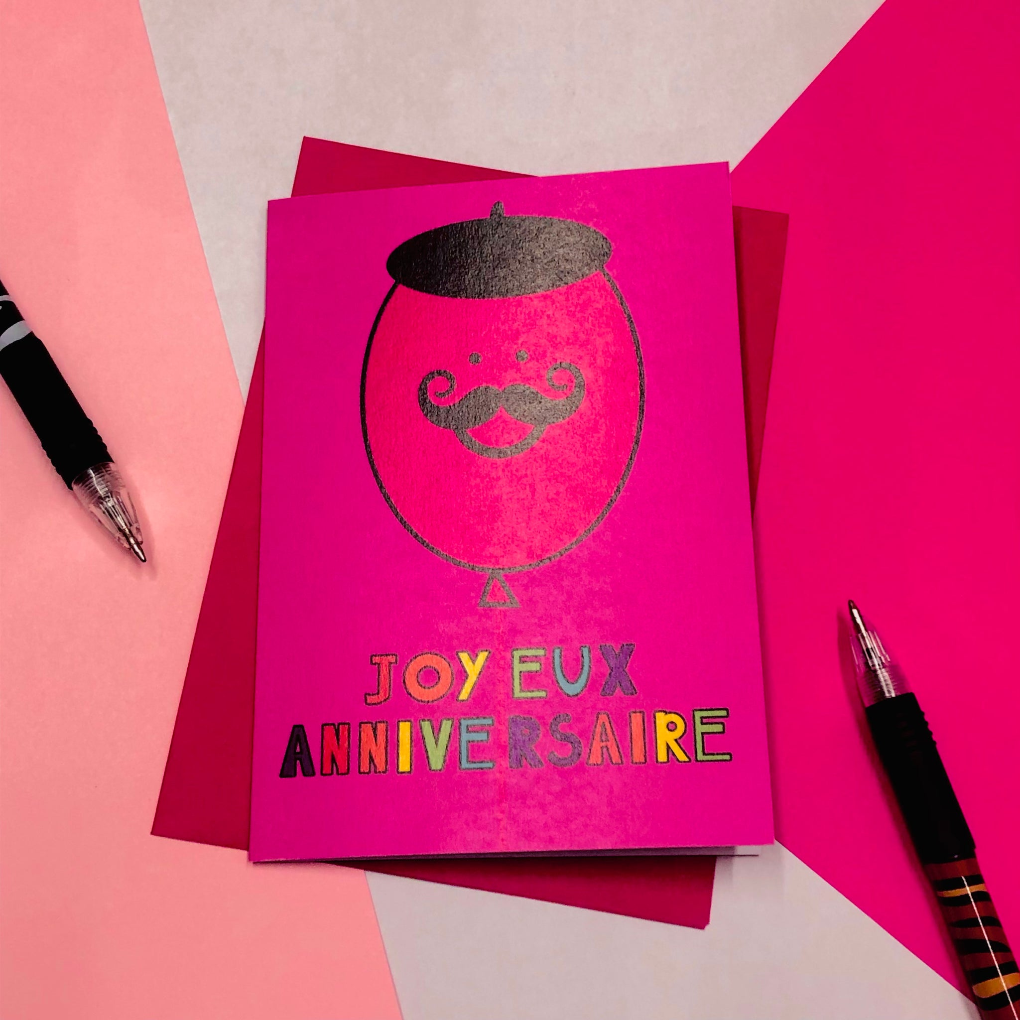 French Balloon Birthday/Anniversary Greetings Card