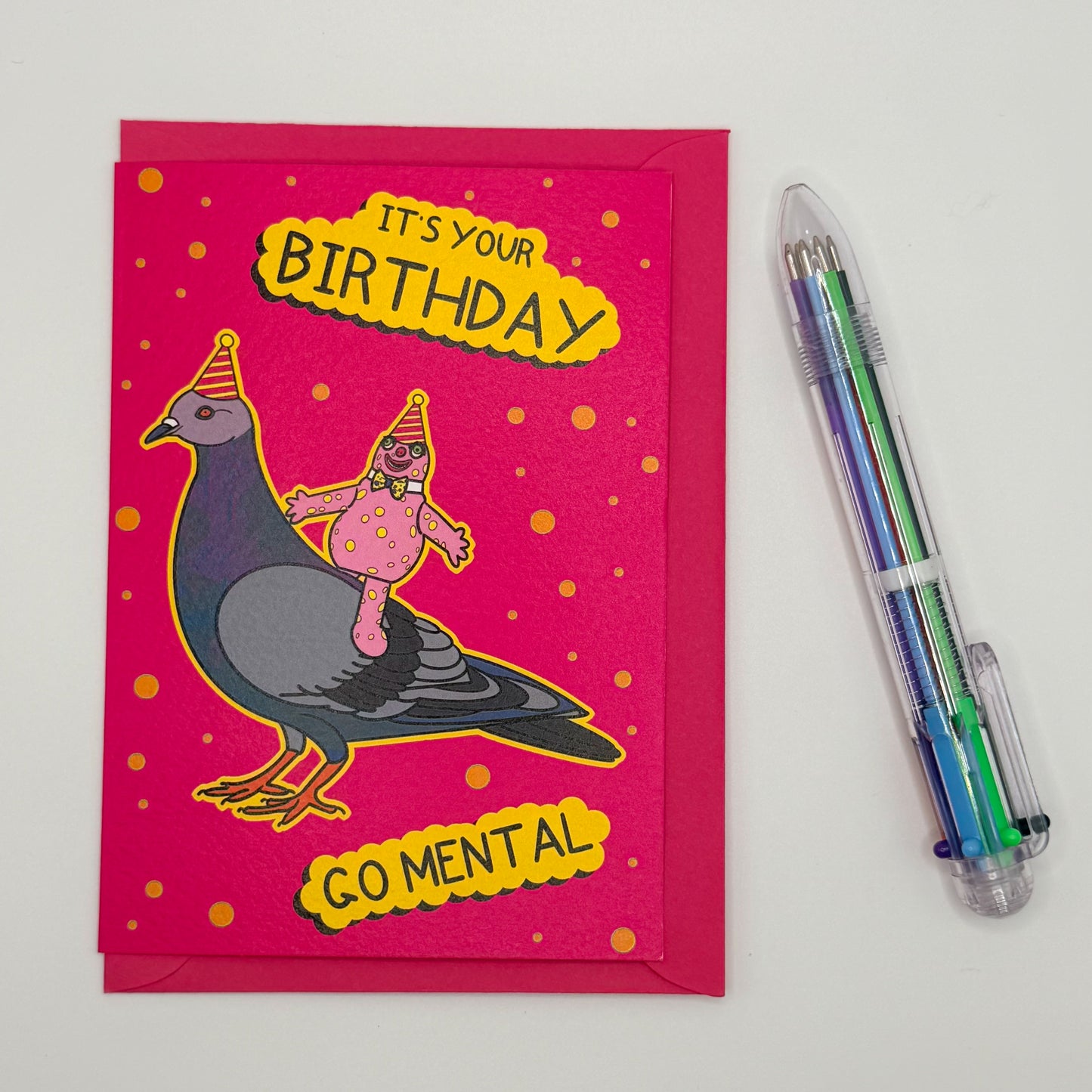 Blobby and Pigeon Birthday Card
