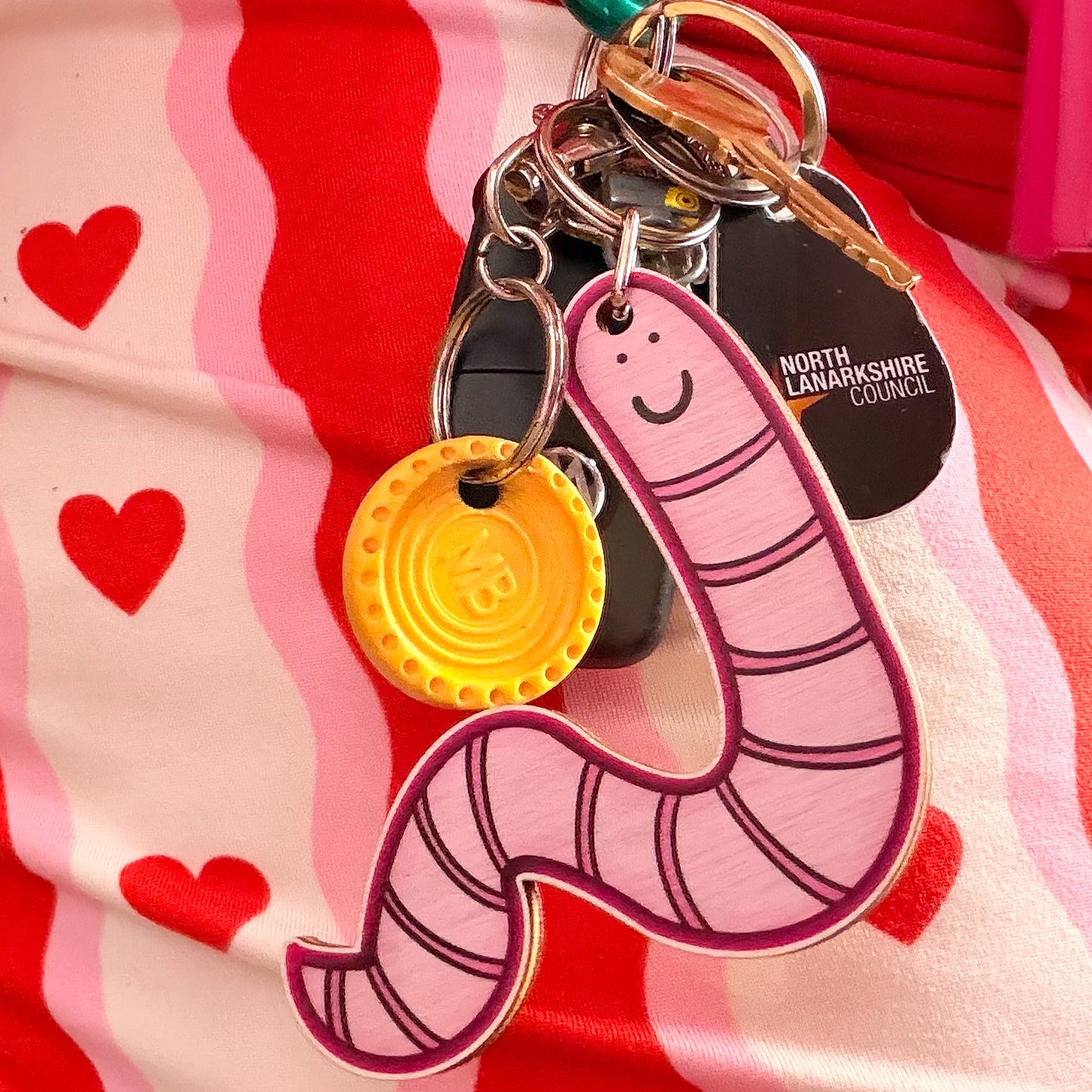 Kevin the Worm Wooden Keyring