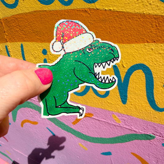T Rex Christmas Sticker