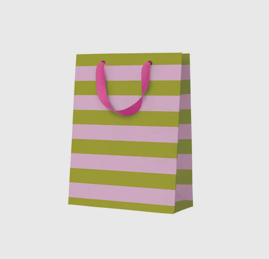 Green and Pink Stripe Small Gift Bag