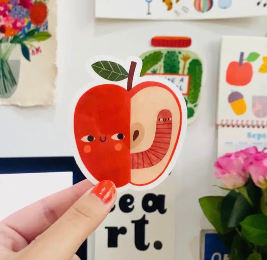 Apple & Worm Sticker