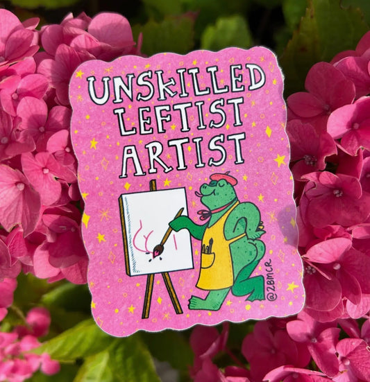 Unskilled Leftist Artist Vinyl Frog Art Sticker