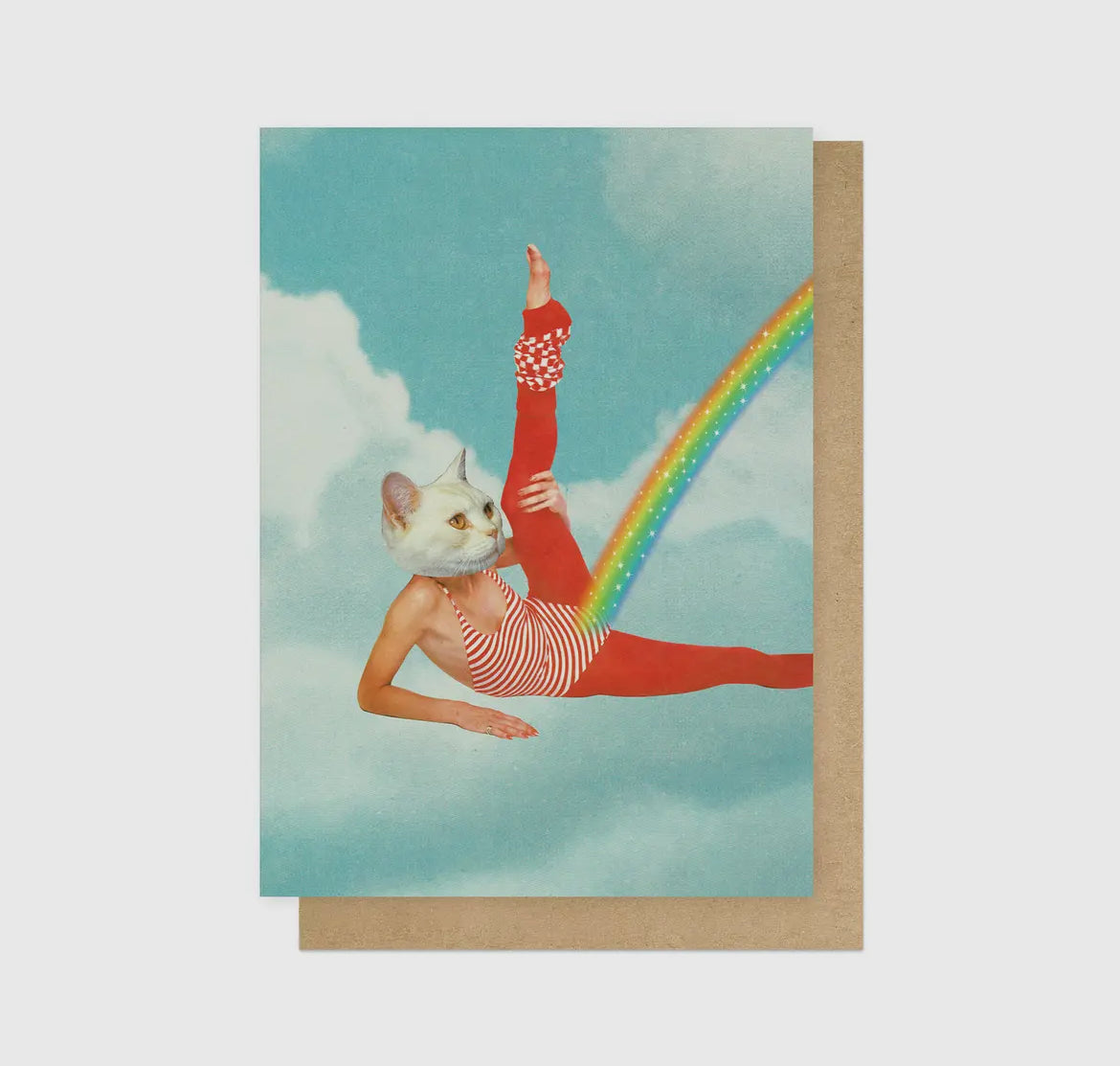 Kitty Rainbow Workout Greetings Card