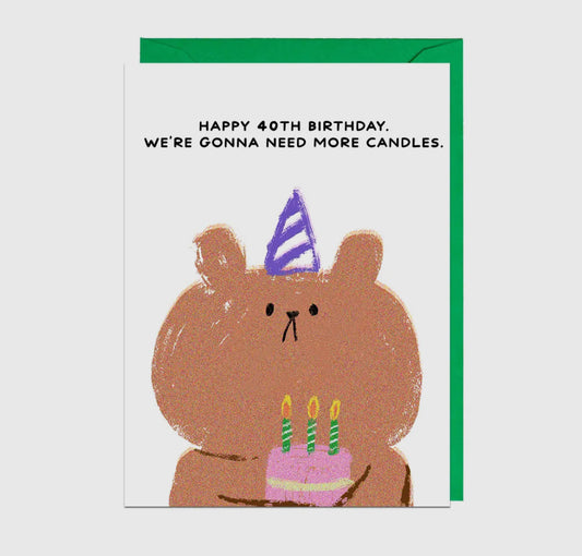 Bear 40th Birthday Card