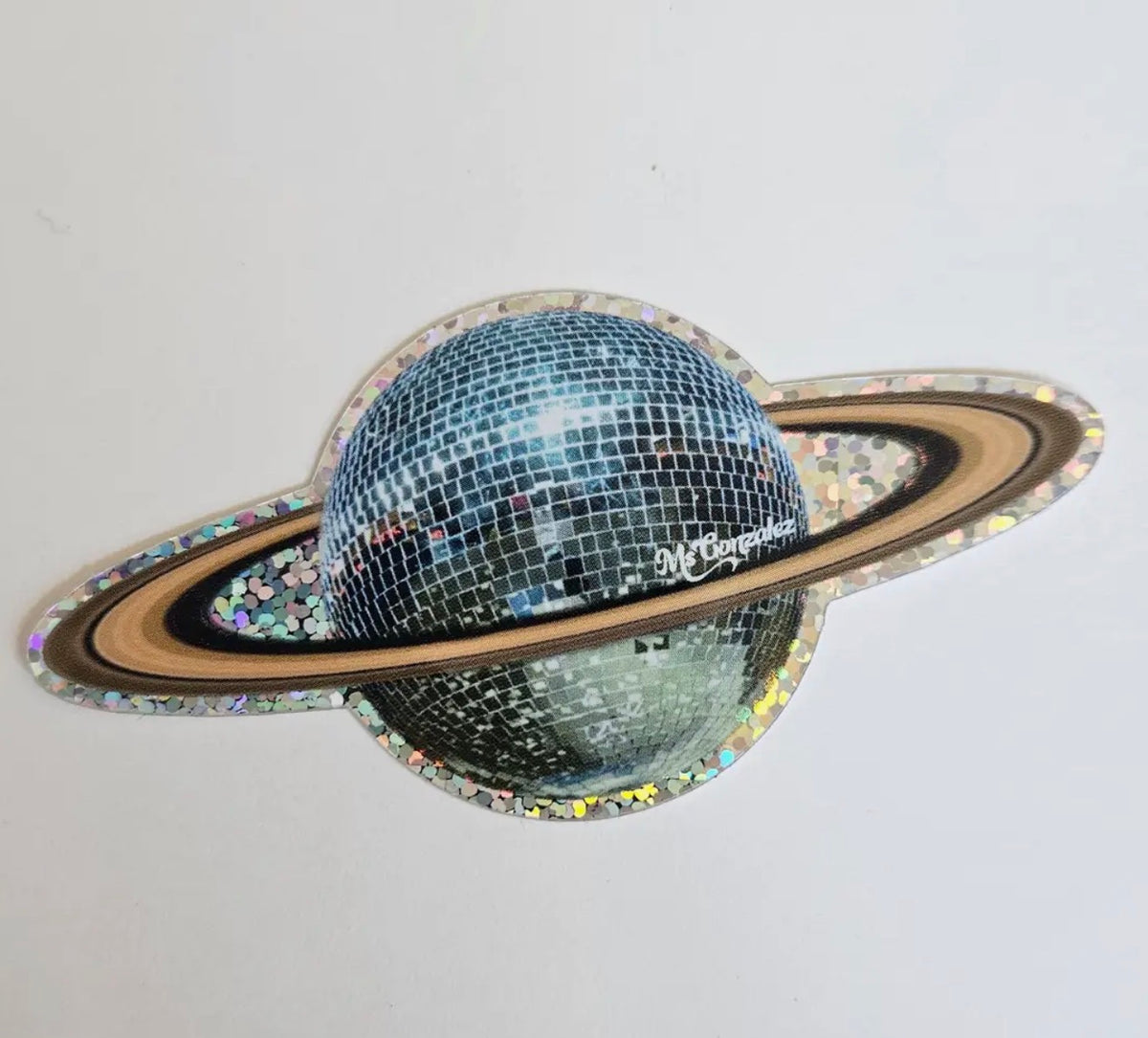 Saturn Disco Glitter Sticker