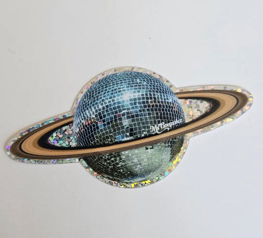 Saturn Disco Glitter Sticker