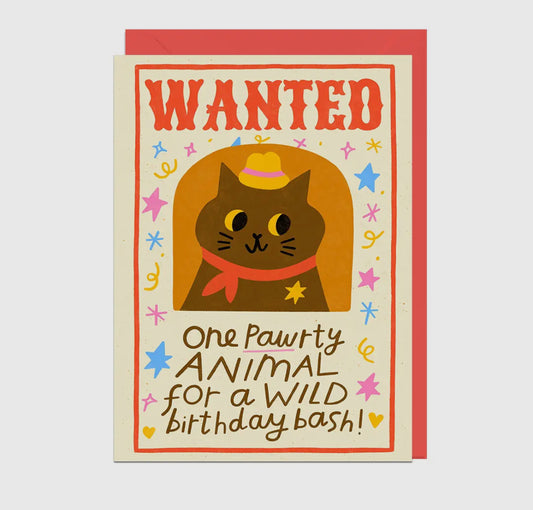 Wanted Pawty Animal Birthday Card
