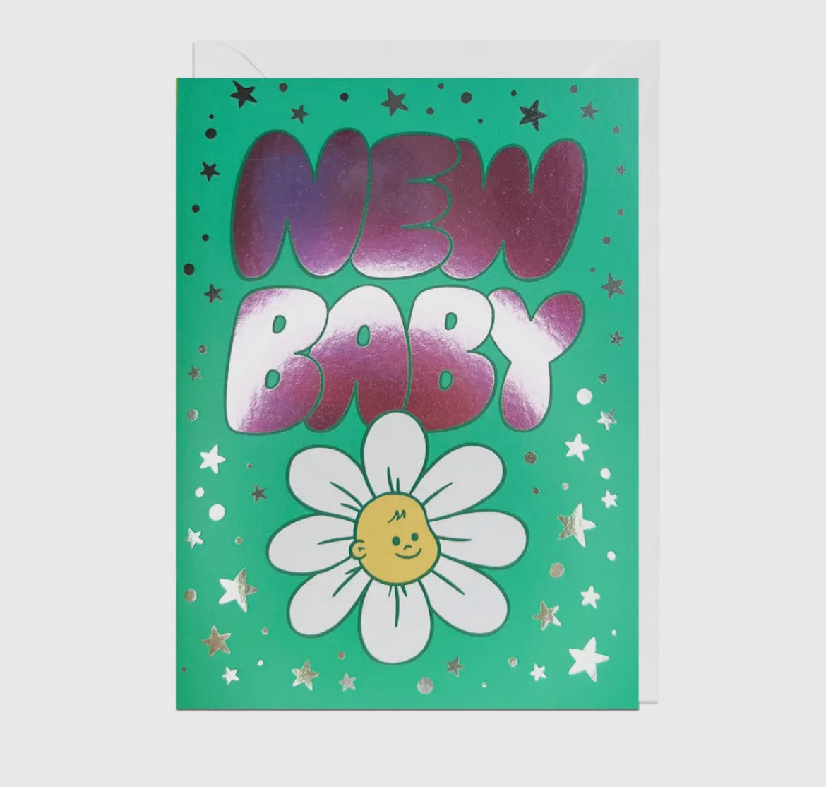New Baby Flower Foil Card