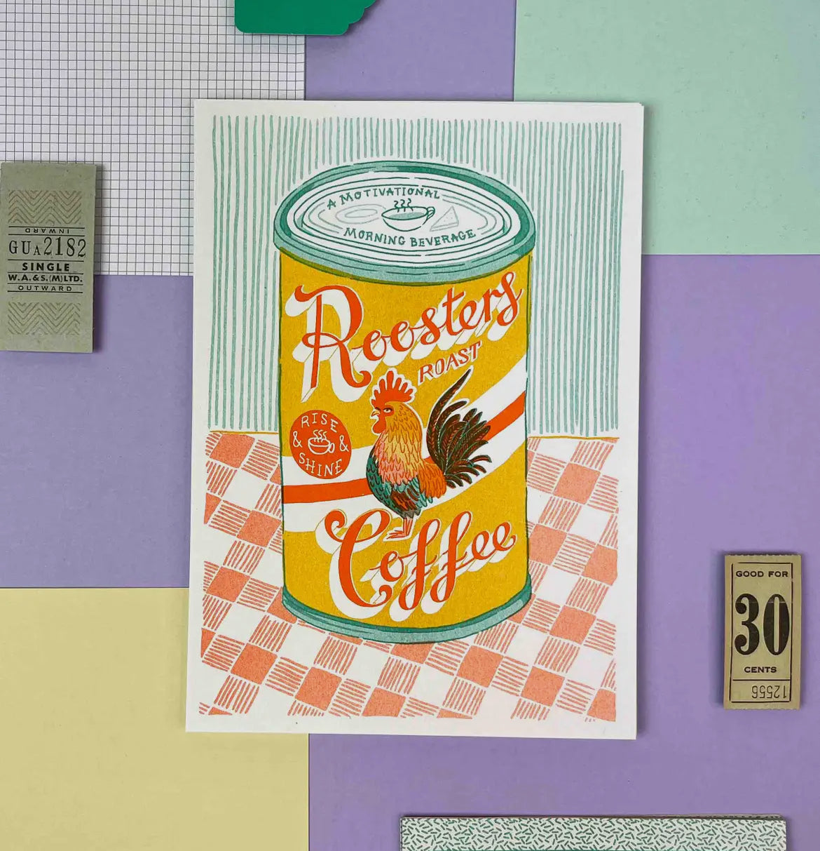 A5 Rooster's Roast Coffee Risograph Print