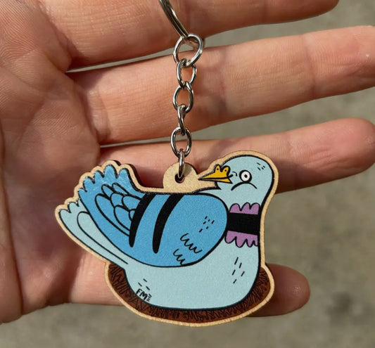Nesting Pigeon Wooden Keyring