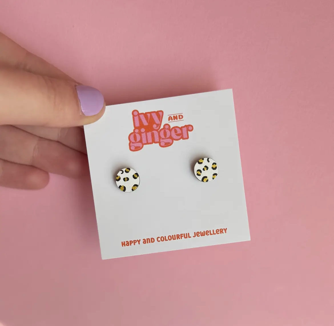 Mini Leopard Print Circle Stud Earrings