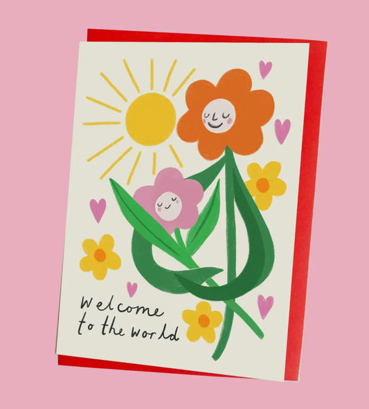 New Baby Flower Face Greeting Card