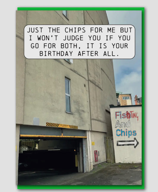 Fisting and Chips Birthday Card