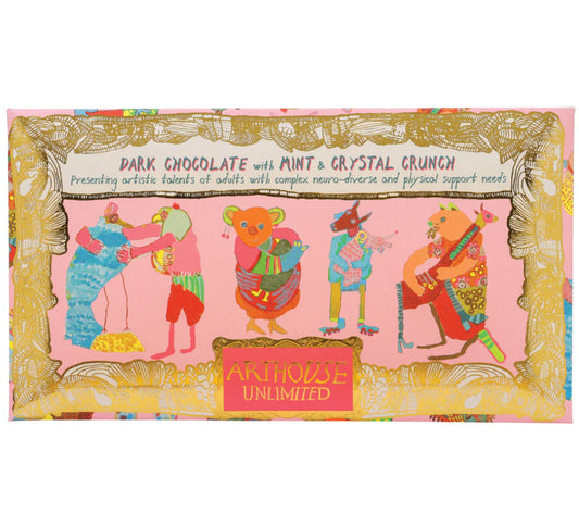 Hugging Animals, Dark Chocolate with Mint & Crystal Crunch