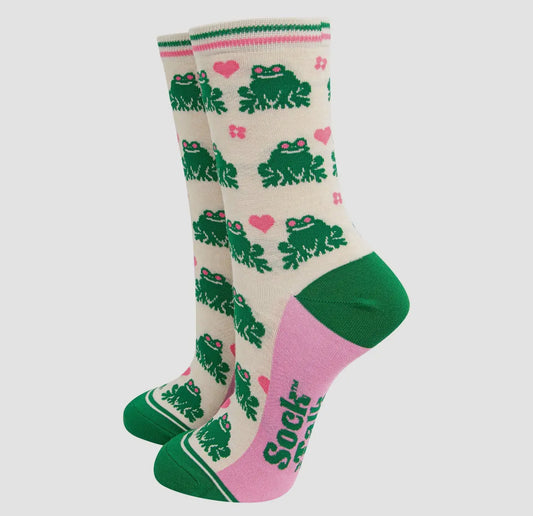 Women's Frog Love Heart Bamboo Socks