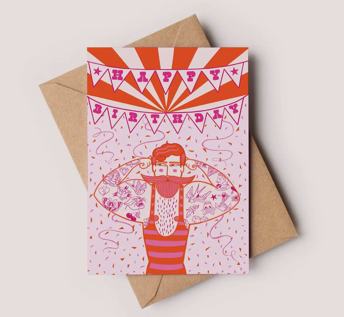 Strong Man Circus Birthday Card