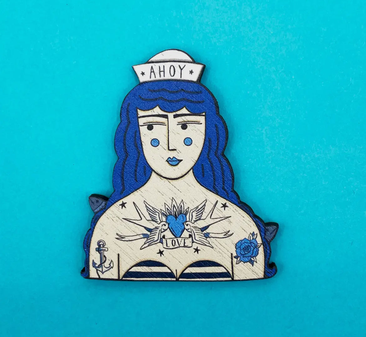 Tattooed Sailor Girl Pin Brooch