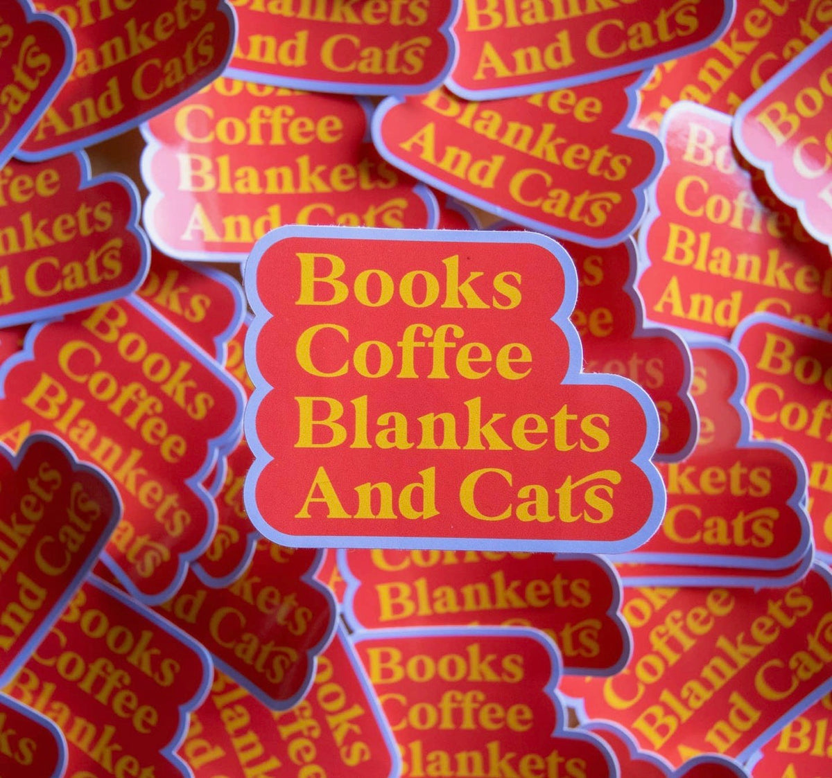 Books, Coffee, Blankets and Cats Vinyl Sticker