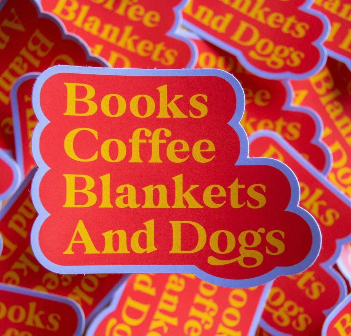 Books, Coffee, Blankets and Dogs Vinyl Sticker