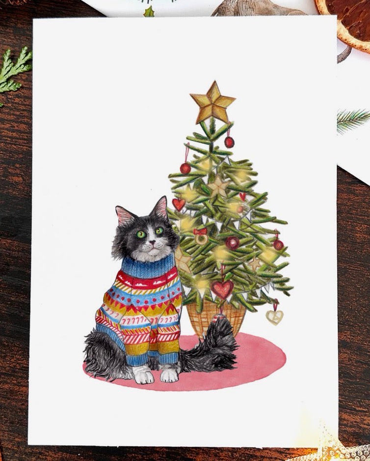 Cats in Jumpers Christmas Card