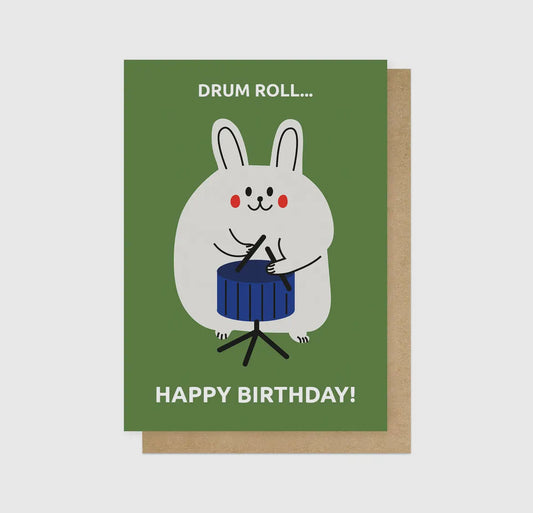 Drum Roll Bunny Greetings Card