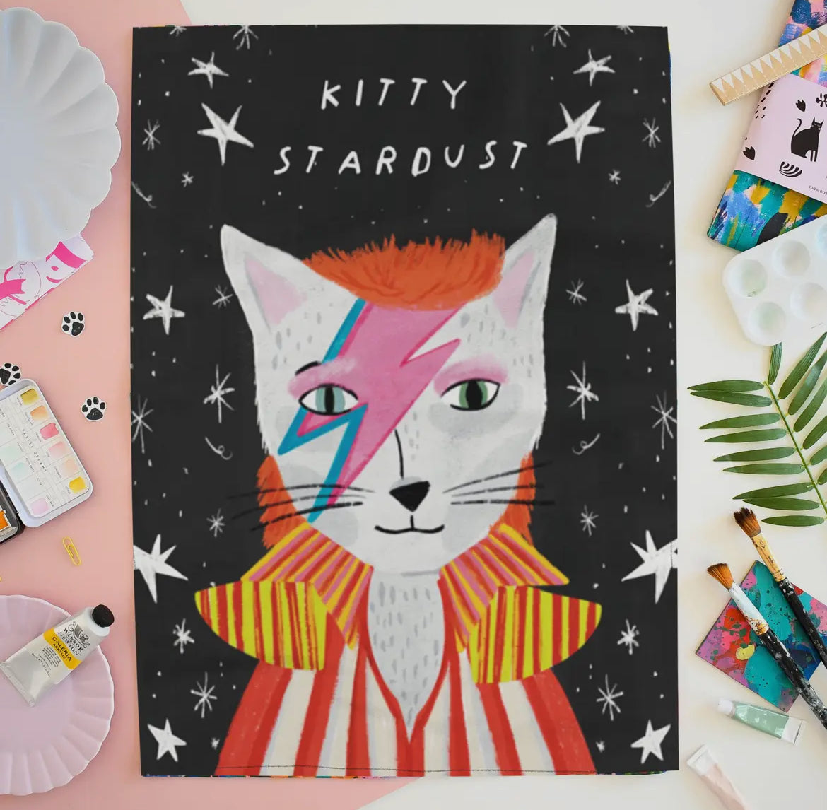 Kitty Stardust Cat Tea Towel