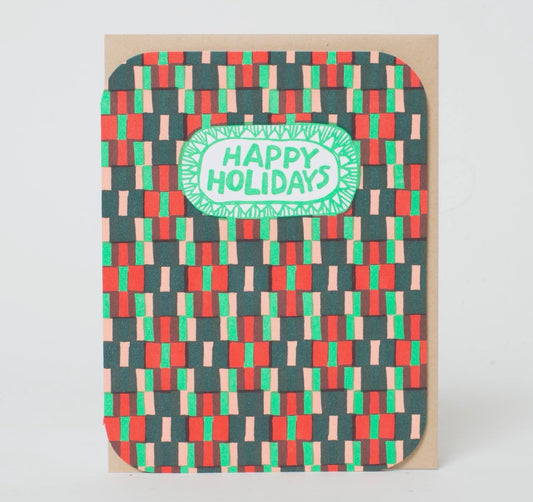 Woven Happy Holidays Letterpress Christmas Card