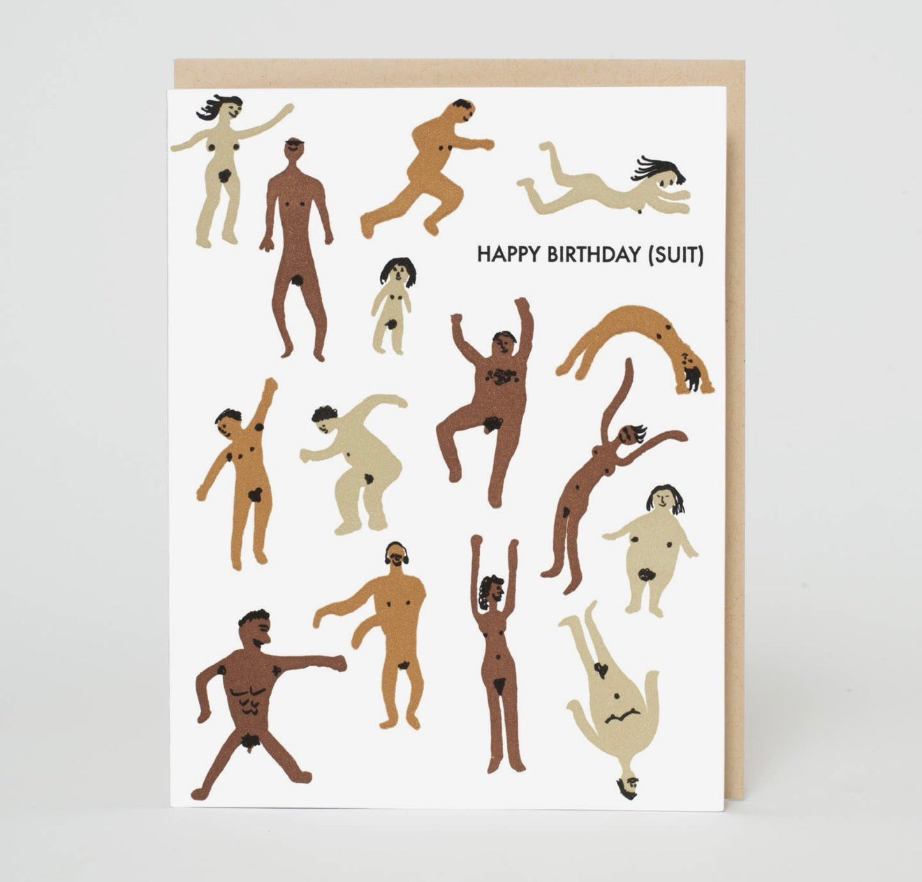 Birthday Suit Nudie Characters Letterpress Greeting Card