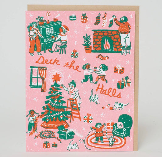 Deck the Halls Christmas Letterpress Greeting Card