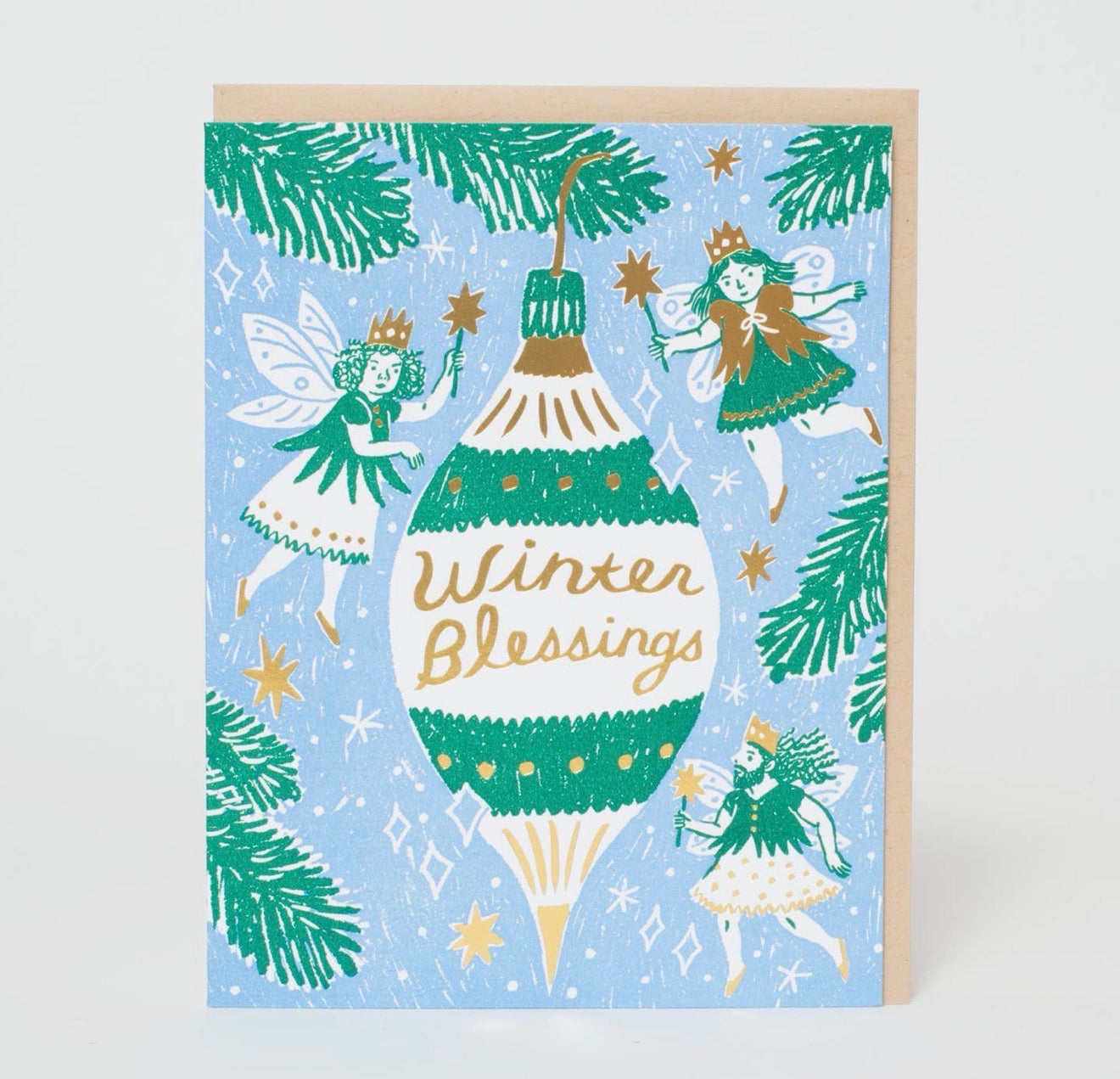 Winter Blessings Letterpress Greeting Card