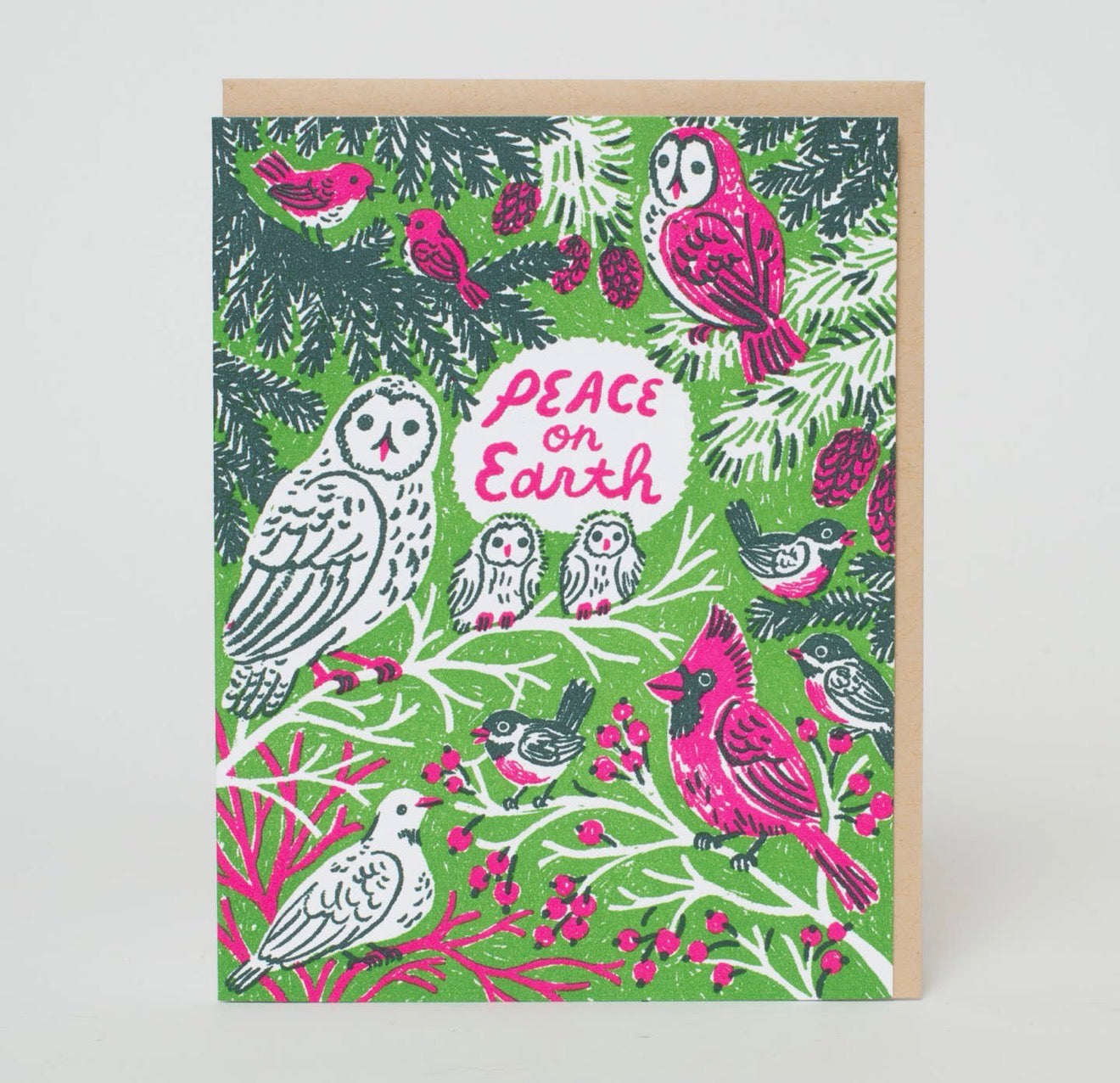 Peace Birds Letterpress Holiday Greeting Card
