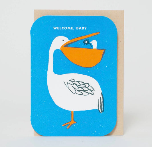 Baby Congrats Pelican Welcome Letterpress Greeting Card