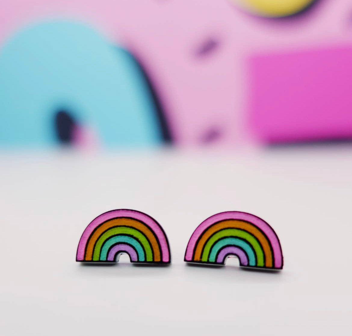 Disco Rainbow Stud Earrings