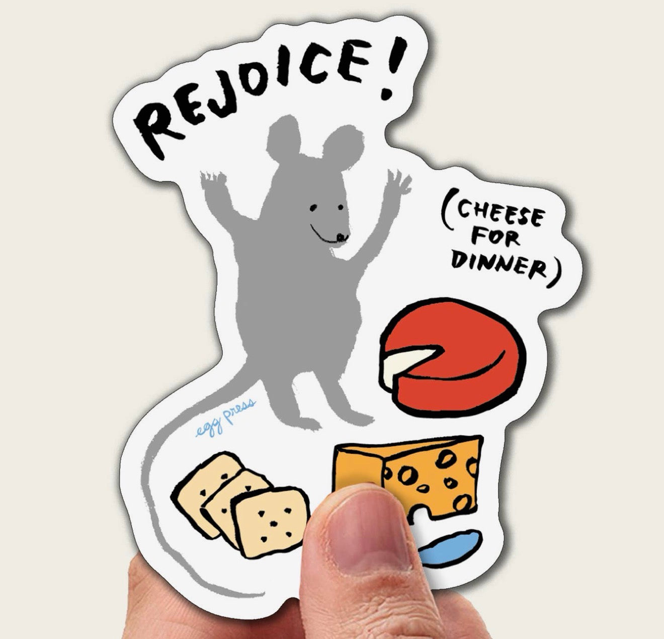 Cheese For Dinner Mouse Vinyl Sticker